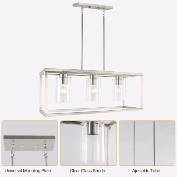 Kalium Chandeliers for Dining Room, 3 Light Dining Room Light Fixture Modern Metal Industrial Kitchen Lighting Fixtures Ceiling Easy Installation Pendant Lights for Bar Restaurant-E26 Socket, Silver - Image 5