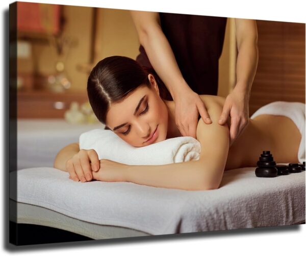 Body Massage Relaxation Spa Wellness Poster Canvas Print Painting Picture Wall Art Gift Home Corridor Bedroom Living Room Aesthetic Decoration (16x24inch framed)
