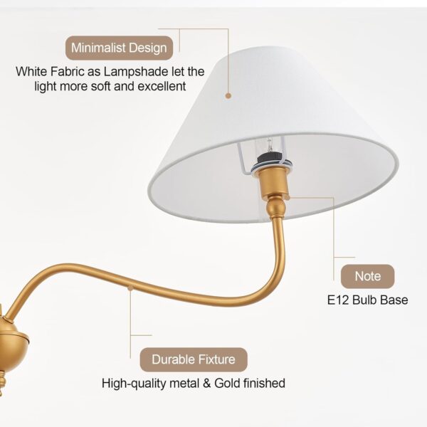 Modern Gold Linear Chandelier for Kitchen Island, 2-Light Linear Light Fixture with Off-White Fabric Shade, Rustic Pendant Light for Dining Room - Image 4