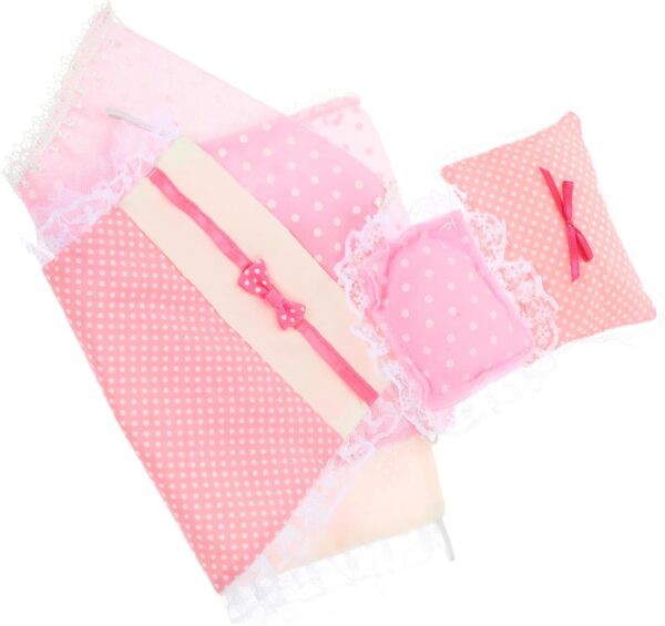 Garneck 2 Sets Mini Dollhouse Bedding Set with Pink Bed Sheets and Pillows - Realistic Cotton Doll Bedding Accessories for Miniature Doll House Bedroom Decor