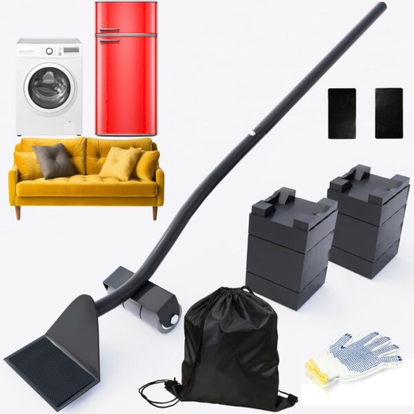 【2025 UPDATED】HUKURU Furniture Lifter Tool - 30” Thickened and Lengthened Furniture Lifters for Heavy Furniture,Furniture Jack for Move Sofa Refrigerator Washing Machine Easily (8 Heightening Blocks)