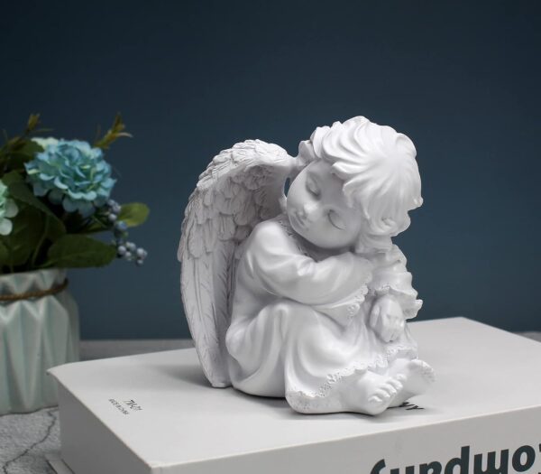YUEOECOR Praying Angels Figurine, Garden Angel Statues, Waterproof Kneeling Angel Sculpture, Outdoor Decor Ornament for Patio Lawn Yard Porch Decorations - Image 4