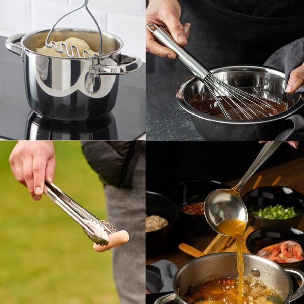 Avador® Premium Set of 10 Stainless Steel Kitchen Tool Set with Holder Easy To Clean, Space Saving, Great for Cooking, Baking, Prepping - Image 7