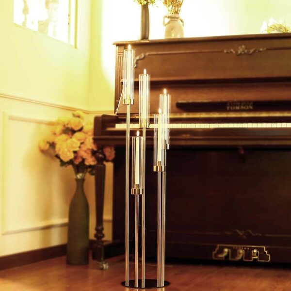 42.5in Gold Candle Holders for Table Centerpiece Candelabra Candlestick Holders Decor Wedding Centerpiece Table Decorations 5 arm Candle Holder Set of 1 Acrylic lampshade Fit 0.9" LED Candle - Image 7