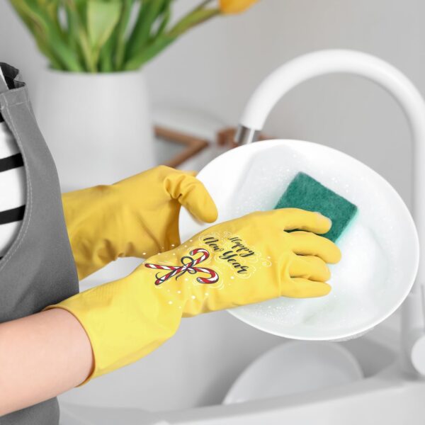 4 Pairs Kitchen Rubber Cleaning Supplies Cute Patterns Gloves Household Cleaning Gloves For Dishwashing - Image 5