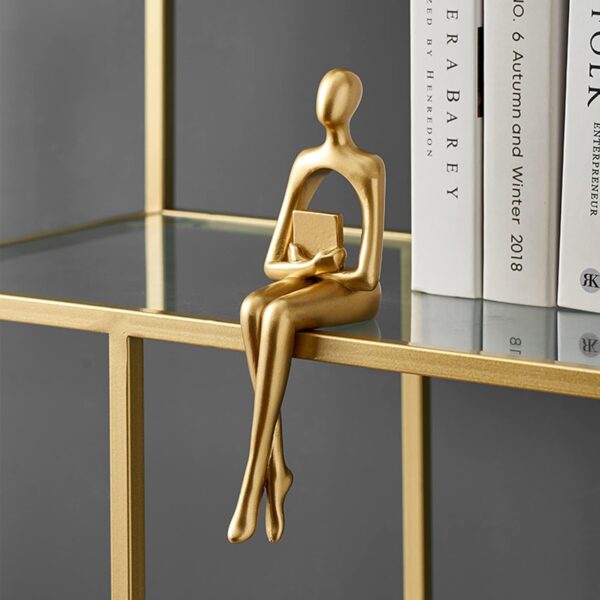 XINXUAN Gold Statue Home Decor - Modern Bookshelf & Desk Decor - 3 Piece Set - Image 9