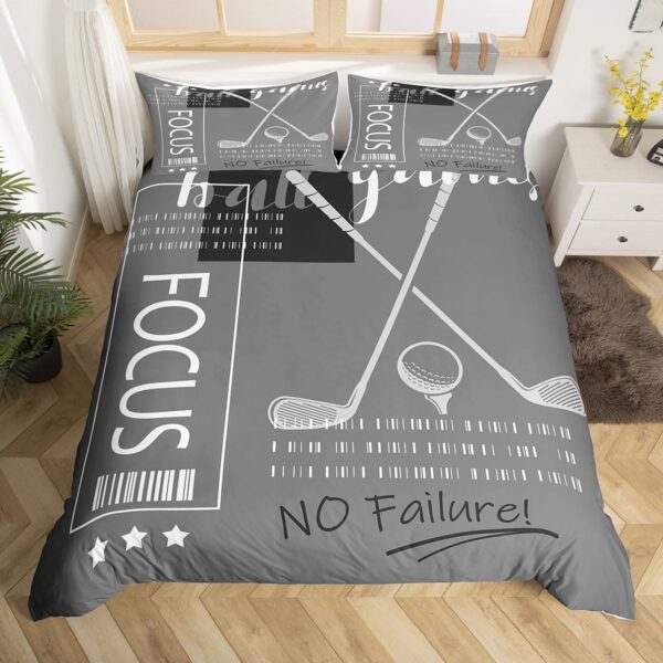Erosebridal Golf Duvet Cover Full Size Sports Themed Bedding Sets for Boys Girls Kids,Gray and White Golf Duvet Cover Ball Games Bed Set Golf Bedroom Decor 3Pcs (No Comforter)