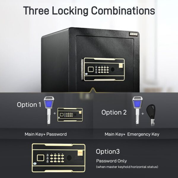 ADIMO Safe, 2.1 Cuft Heavy Duty Steel Home Safe with Digital Keypad&Key Lock, Built-In Lockable Cabinet, Hidden Wall Safe Storage for Document Jewelry w/Safe Box Fireproof Waterproof Bag Home Office - Image 5
