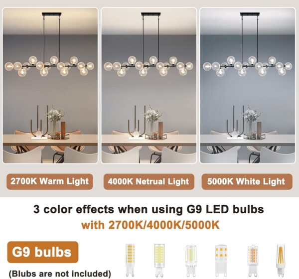 Modern Chandeliers for Dining Room Large Pendant Lights Kitchen Island 16-Light Farmhouse Dining Room Light Fixture Clear Glass Dining Room Chandelier Linear Farmhouse Chandelier Sputnik Chandelier - Image 5