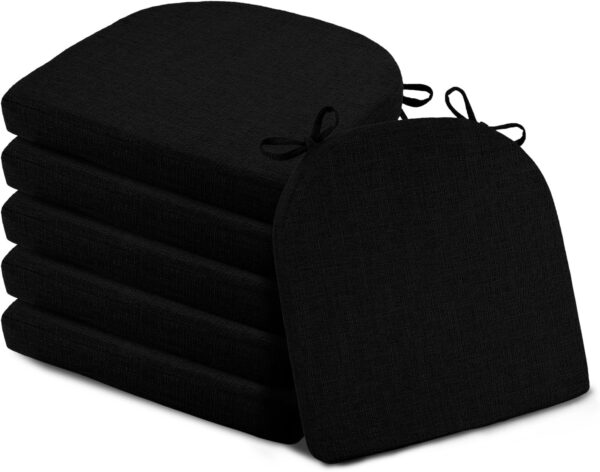 Basic Beyond Chair Cushions for Dining Chairs 6 Pack, Memory Foam Chair Cushion with Ties and Non Slip Backing, 16 x 16 inches Chair Pads for Dining Chairs(Black) - Image 8