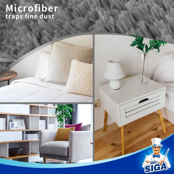 MR.SIGA Lint Free Microfiber Duster, Washable Duster for Household Cleaning Gray - Image 7