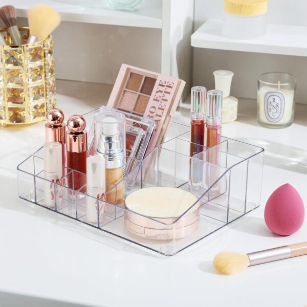 Vtopmart 3 Tier Clear Makeup Organizer with Drawer, Cosmetic Storage for Dresser Countertop and Bathroom Vanity, Beauty Holder for Lipstick Brush Skincare - Image 3