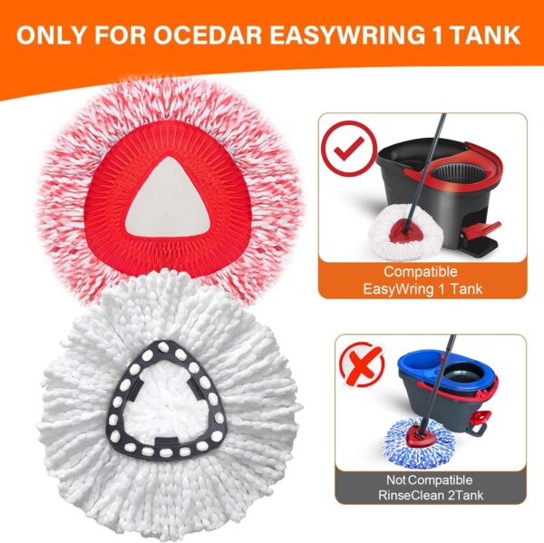 4 Pack Spin Mop Replacement Head Compatible with Ocedar EasyWring 1 Tank, Chenille Scratch-Free Mop Refill Car Washing Mop Sponge Car Cleaning Supplies Duster RV Washing Car Brush Accessories - Image 2