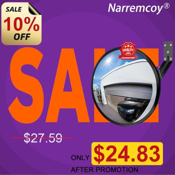 12 inch Acrylic Convex Mirror, Adjustable Wide Angle View Indoor Security Mirror, Corner Security Blind Spot for Warehouse, Office, Parking Garage and Traffic Safety - Image 2