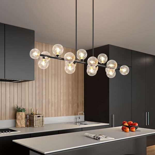 Modern Chandeliers for Dining Room Large Pendant Lights Kitchen Island 16-Light Farmhouse Dining Room Light Fixture Clear Glass Dining Room Chandelier Linear Farmhouse Chandelier Sputnik Chandelier - Image 2
