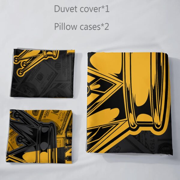 AILONEN Black and Gold King Crown Couple King Duvet Cover Set,3-Piece King and Queen Money Dollar Romantic Bedding Set for Adults Men Women,Bedroom Decor Soft Comforter Cover with 2 Pillowcases - Image 5