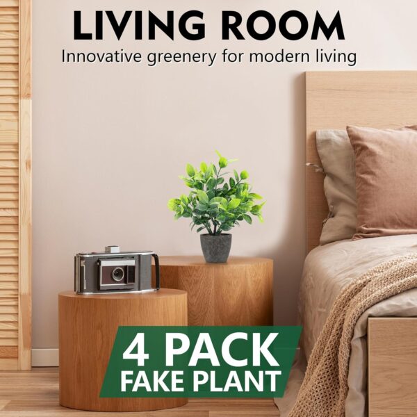4 Pack Fake Plants Ceramic Mini Artificial Greenery Potted Plants for Home, Office, Room, Farmhouse, Indoor Table, Bathroom Decor - Image 5