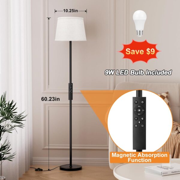 【Upgraded Floor Lamps for Living Room, Modern Floor Lamp with Remote Control, Dimmable Colors Temperature Standing Lamp Foot Switch, 9W LED Bulb Tall Lamps for Bedroom Office Kid Room - Image 2