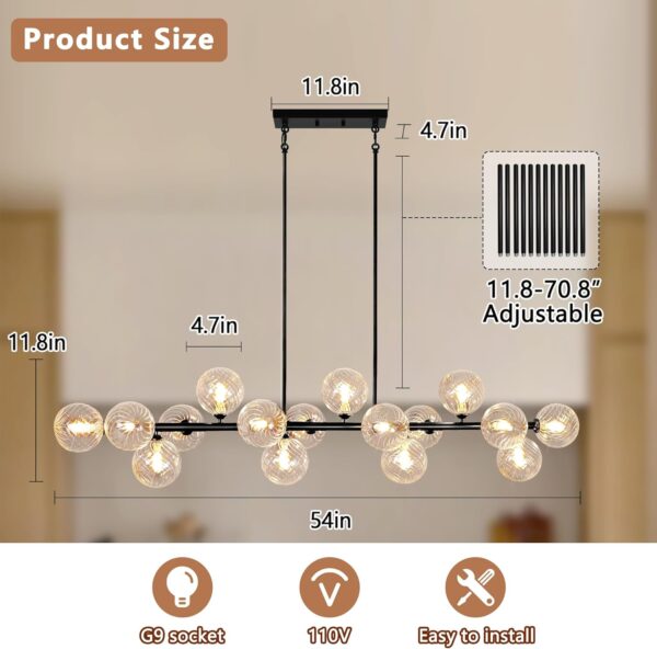 Modern Chandeliers for Dining Room Large Pendant Lights Kitchen Island 16-Light Farmhouse Dining Room Light Fixture Clear Glass Dining Room Chandelier Linear Farmhouse Chandelier Sputnik Chandelier - Image 4