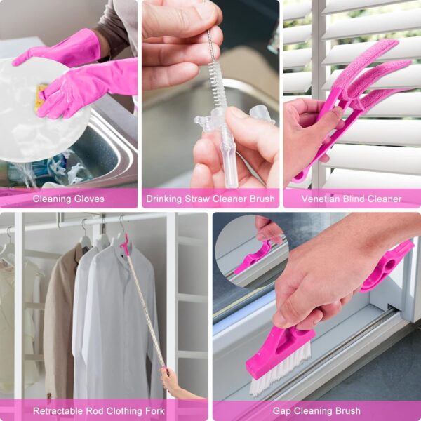 15PCS Microfiber Feather Duster Set Bendable & Washable with 100-inch Extension Pole Dusters for Cleaning High Ceiling Fan, Blinds, Cars, Furniture, Cleaning Tools Kit for Women - Image 6