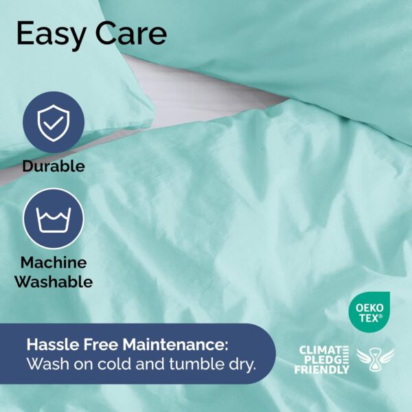 Duvet Cover Queen Size Set - Extra Soft Queen Size Duvet Cover 90 x 90 with 2 Pillow Shams - Hotel Luxury Easy Care and Fade Free w/ Zipper Closures & Ties - Comfy Breathable Bedding Set (Spa Blue) - Image 6