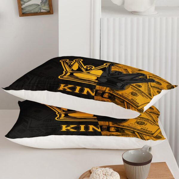 AILONEN Black and Gold King Crown Couple King Duvet Cover Set,3-Piece King and Queen Money Dollar Romantic Bedding Set for Adults Men Women,Bedroom Decor Soft Comforter Cover with 2 Pillowcases - Image 6