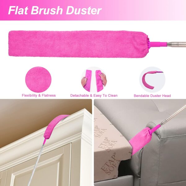 15PCS Microfiber Feather Duster Set Bendable & Washable with 100-inch Extension Pole Dusters for Cleaning High Ceiling Fan, Blinds, Cars, Furniture, Cleaning Tools Kit for Women - Image 5