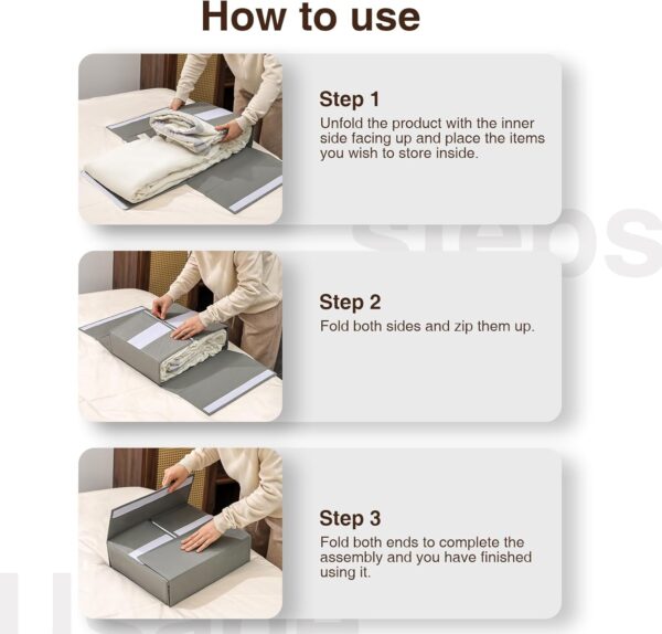 DIMJ Bed Sheet Organizers and Storage 6 Pack - Foldable Sheet Organizer for Linen Bedding Storage Box for organization, Sheets Set Holder for Blanke, Towel (King & Queen Size), Grey - Image 5