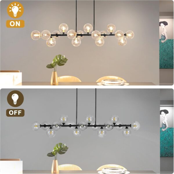 Modern Chandeliers for Dining Room Large Pendant Lights Kitchen Island 16-Light Farmhouse Dining Room Light Fixture Clear Glass Dining Room Chandelier Linear Farmhouse Chandelier Sputnik Chandelier - Image 9