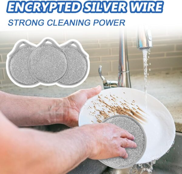 20 Pack Multifunctional Wire Dishwashing Rags for Wet and Dry, Round Multipurpose Double Layer Non Scratch Wire Dishcloth Cleaning Washing Cloth for Kitchen Sinks Household Supplies - Image 4