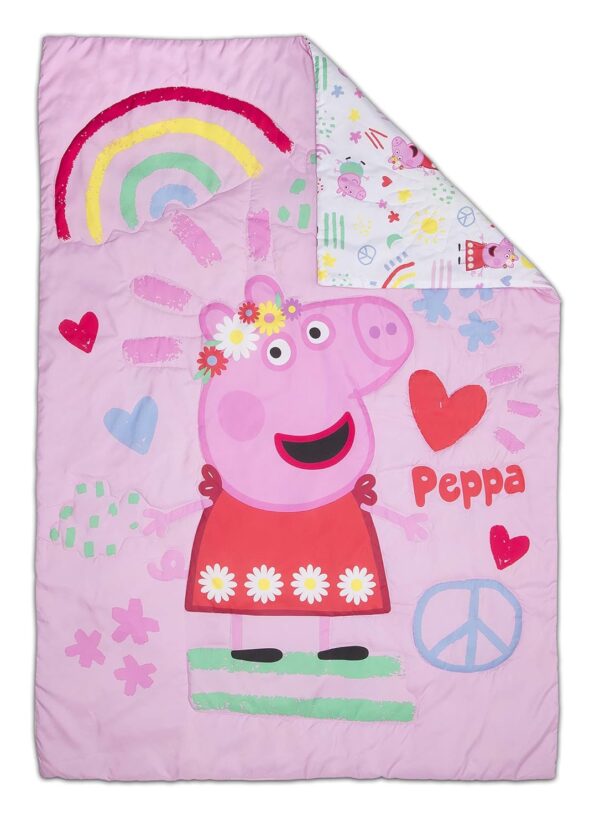 Peppa Pig Be Nice & Kind 4 Piece Toddler Bedding Set - Includes Comforter, Sheet Set - Fitted and Top Sheet + Reversible Pillow Case for Girls Bed, Pink - Image 2