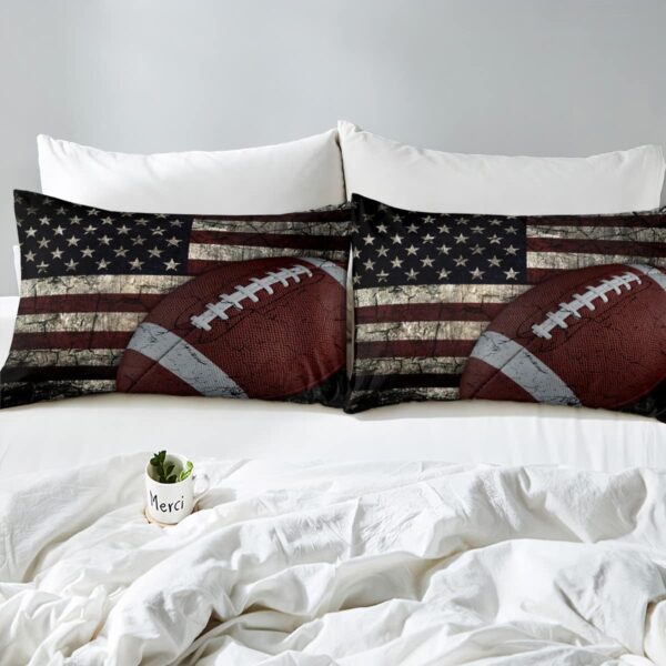 Erosebridal American Flag Bedding Set, Boys Football Comforter Set Full Soccer Sports Games Down Comforter United States Federations Stars Stripes Duvet Sets for Kids Teens Adult Bedroom Decor - Image 6
