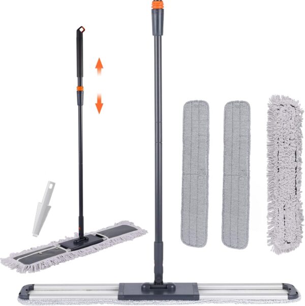 36" Large Wrestling mat mop Commercial Dust Mops for Floor Cleaning Push mop with Adjustable Handle for Company Hotel Household Cleaning Supplies