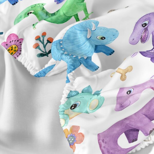 Colorful Dinosaur Fitted Sheet Set 3Pcs Kawaii Dinosaur Bed Sheets Queen Wild Animal Flower Leaf Bedding Set for Boys Girls Adult Includes 1 Fitted Sheet,2 Pillowcases - Image 5