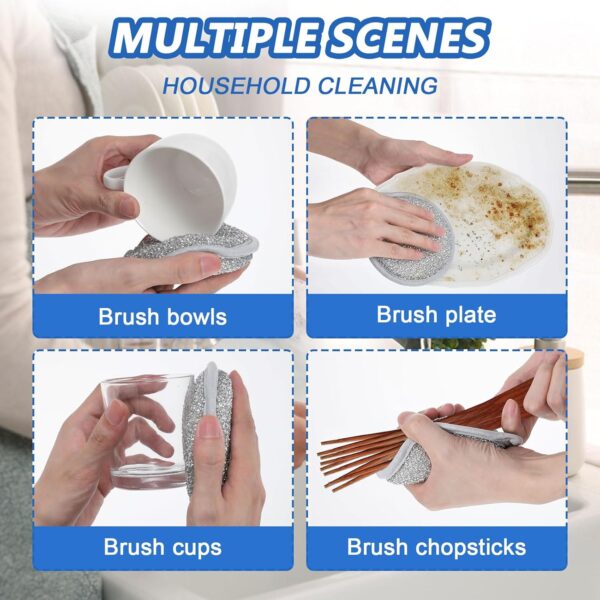 20 Pack Multifunctional Wire Dishwashing Rags for Wet and Dry, Round Multipurpose Double Layer Non Scratch Wire Dishcloth Cleaning Washing Cloth for Kitchen Sinks Household Supplies - Image 6