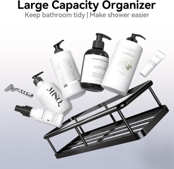 YASONIC Shower Caddy, 6 Pack Large Capacity Shower Organizer with Soap Holder and 12 Hooks, Rustproof Shower Shelves for Inside Shower, No Drilling&Sleek Bathroom Organizers and Storage - Image 5