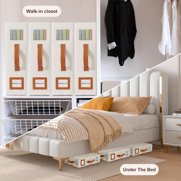 Foldable Bed Sheet Organizer for Easy Storage and Organization, 4-Pack Sheet Organizers and Storage Box for Bedsheets, Towels, Pillows, Blankets, Duvets (Beige) - Image 2