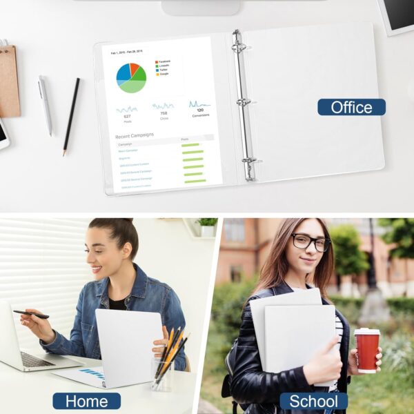 0.5-1-Inch 3-Ring-Binder with Pockets, 1'' Basic Binders 1-inch View Round Binders Holds 200 Sheets US Letter Size 8.5'' x 11'' - Bundle Packs Perfect for Home, Office, and School (1-inch) - Image 7