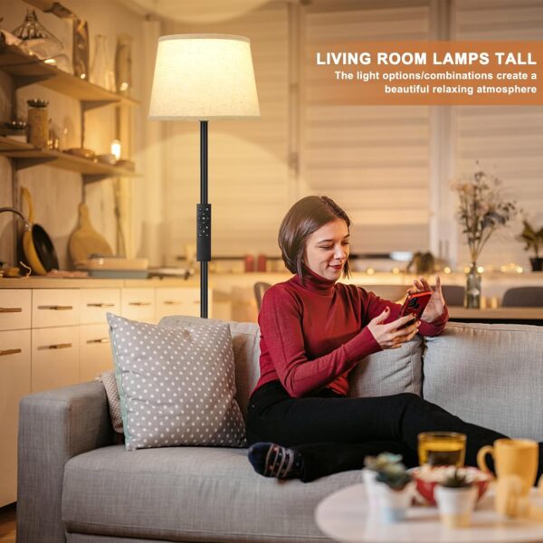 【Upgraded Floor Lamps for Living Room, Modern Floor Lamp with Remote Control, Dimmable Colors Temperature Standing Lamp Foot Switch, 9W LED Bulb Tall Lamps for Bedroom Office Kid Room - Image 7