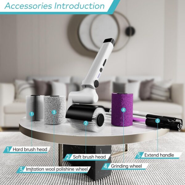 Roller Electric Spin Scrubber - 2-Speed Waterproof Cordless Power Cleaning Brush, 4 Multi-Purpose Brush Heads & Telescopic Pole for Deep Floor, Bathroom, Furniture, Glass & Car Cleaning - Image 4