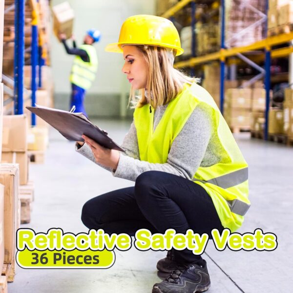 36 Pack High Visibility Safety Vest Bulk Reflective Mesh Security Vest with Silver Strip for Men Women - Image 5