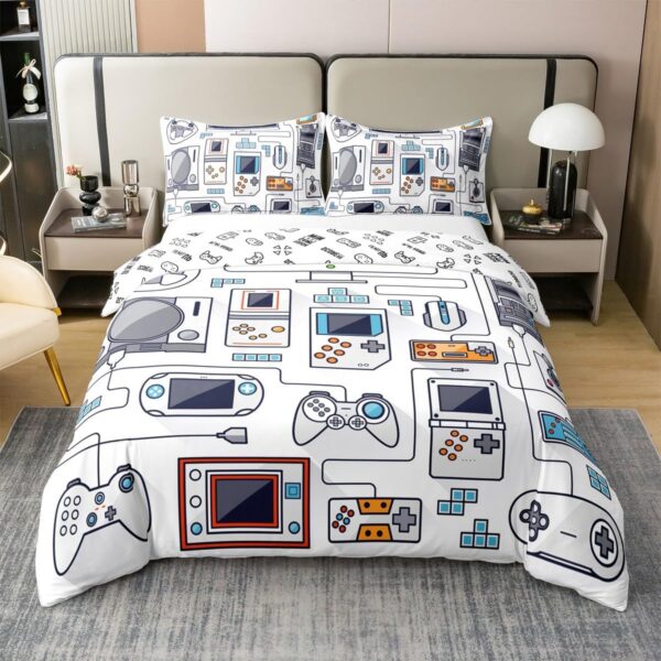 Erosebridal 100% Cotton Gamer Bedding Sets for Boys,Gaming Duvet Cover Set Twin Size, Video Games Comforter Cover,Gamepad Designs Bed Teen Boys Bedroom,Joystick Controller,2 Pcs with 1 Pillow Sham