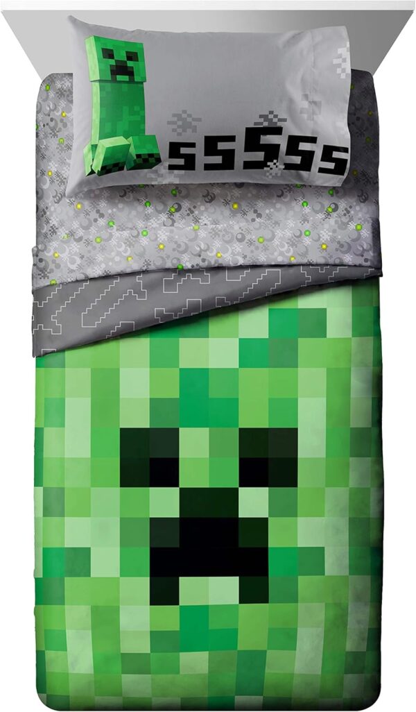 Jay Franco Minecraft Creeper 4 Piece Twin Bed Set (Offical Product) - Image 2