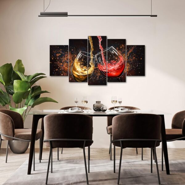 AoArtWZ 5 Pieces Glasses of Wine Canvas Wall Art Red and Orange Wine Toasting Painting Artwork Prints Abstract Wall Decor For Kitchen Dining Room Framed - Image 2