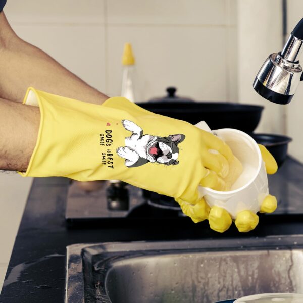4 Pairs Kitchen Rubber Cleaning Supplies Cute Patterns Gloves Household Cleaning Gloves For Dishwashing - Image 6