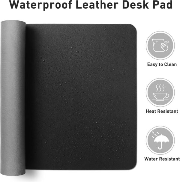 Aothia Leather Desk Pad Protector, Mouse Pad, Office Desk Mat, Non-Slip PU Leather Desk Blotter, Laptop Desk Pad, Waterproof Desk Writing Pad for Office and Home (Black,23.6" x 13.7") - Image 6