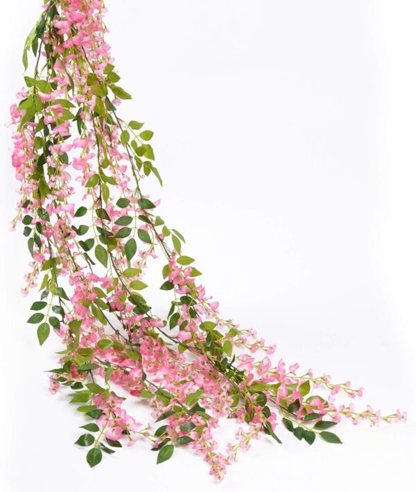 Lvydec Wisteria Artificial Flowers Garland, 4 Pcs Total 28.8ft Artificial Wisteria Vine Silk Hanging Flower for Home Garden Outdoor Ceremony Wedding Arch Floral Decor (Pink) - Image 7