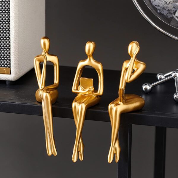 XINXUAN Gold Statue Home Decor - Modern Bookshelf & Desk Decor - 3 Piece Set - Image 2