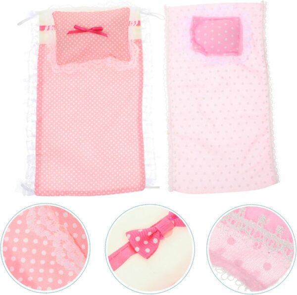Garneck 2 Sets Mini Dollhouse Bedding Set with Pink Bed Sheets and Pillows - Realistic Cotton Doll Bedding Accessories for Miniature Doll House Bedroom Decor - Image 6