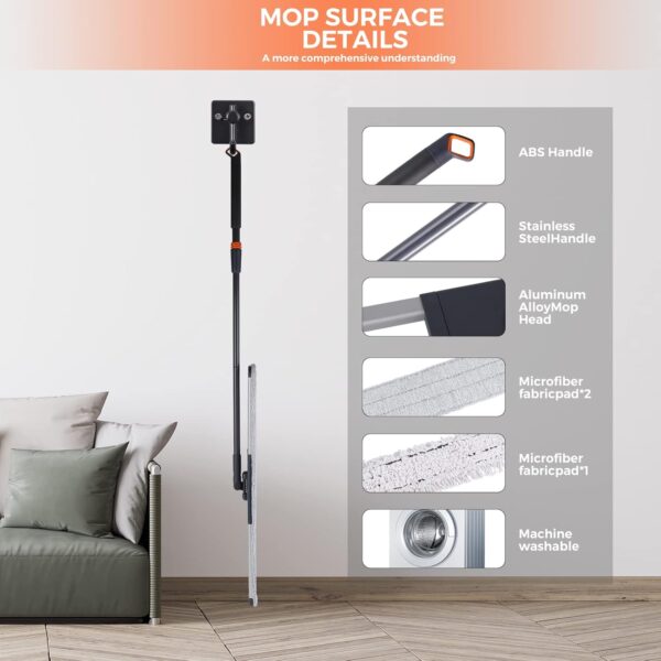 36" Large Wrestling mat mop Commercial Dust Mops for Floor Cleaning Push mop with Adjustable Handle for Company Hotel Household Cleaning Supplies - Image 6